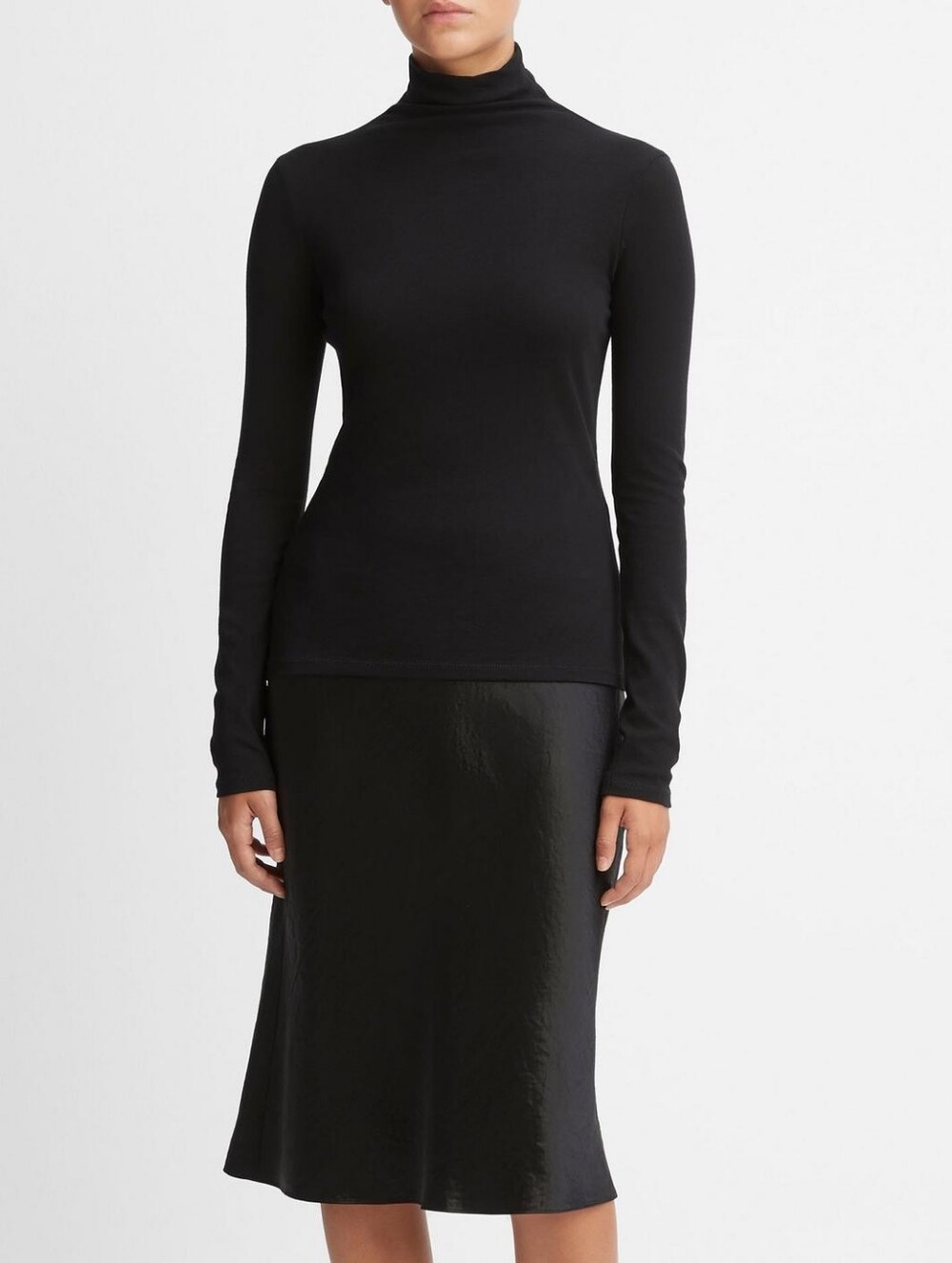 Vince Black Pima Cotton Spandex Lightweight Turtleneck Shirt Top Size S/P